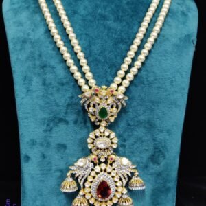 Mesmerizing Moissanite Fresh Pearl 22K Gold Plated 925 Sterling Silver Pendant by 925silverchram