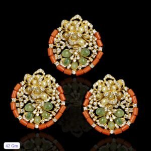 Elevate your style with the 22K Gold Plated 925 Sterling Silver Moissanite Pearl Coral Pendant Set from 925silvercharm. Perfect for every occasion!