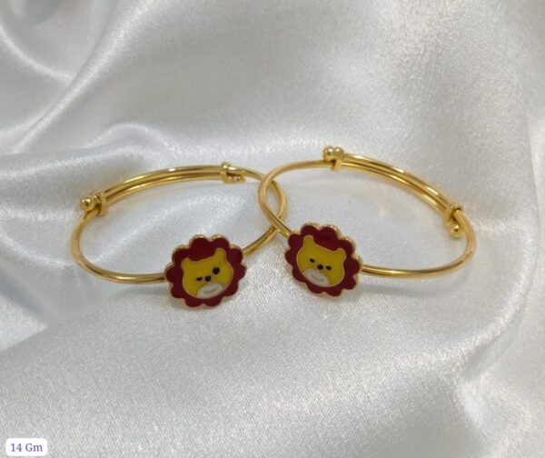 Awesome Meena Work Teddy Bear Face 22k Gold Plated 925 Sterling Silver Bangles For Kids