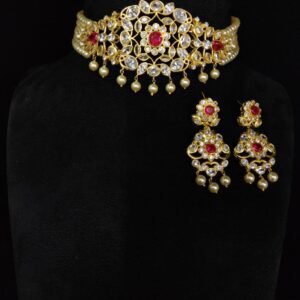 Trendy Moissanite Choker Necklace Set – 22K Gold Plated 925 Sterling Silver by- 925silvercharm