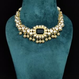 Gold Plated Polki Moissanite 925 Sterling Silver Necklace