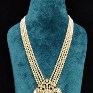 22k Gold Plated Moissanite Pearl Beaded Sterling Silver Pendant by 925silvercharm
