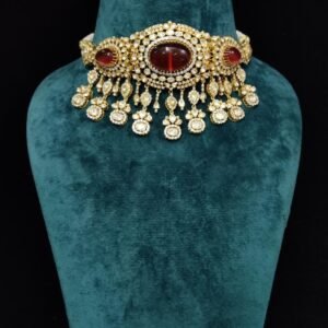 22k Gold Plated 925 Sterling Silver Coral Moissanite Choker – A Statement of Royal Elegance by 925silvercharm