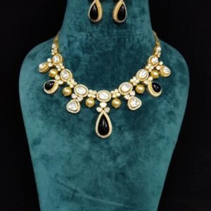 22k Gold Plated 925 Sterling Silver Fresh Pearl Moissanite Polki Necklace Set – by 925silvercharm