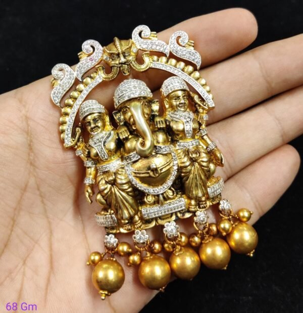 22k Gold Plated 925 Sterling Silver Lord Ganesha Moissanite Pendant