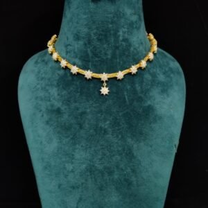 Shop Moissanite Star Necklace Set by 925silvercharm – 22k gold plated 925 silver, celestial design, sparkling moissanite stones, perfect for festive Gifts.