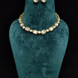 Discover the timeless beauty of the 22k Gold Plated 925 Sterling Silver Moissanite Single Line Polki Long Necklace Set by 925silvercharm – perfect for traditional elegance with a modern touch.