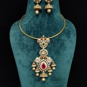 22k Gold Plated 925 Sterling Silver Moissanite Pendant Hasli Set by 925silvercharm