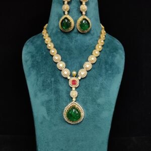 “22K Gold Plated Moissanite Silver Necklace Set by 925silvercharm”