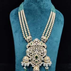 2K Gold Plated 925 Sterling Silver Moissanite Long Mala Necklace – by 925silvercharm