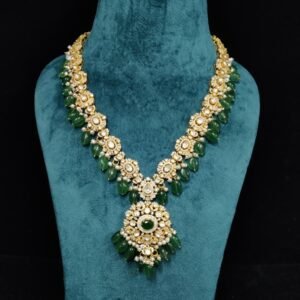 22K Gold Plated 925 Sterling Silver Green Beads Moissanite Necklace – by 925silvercharm