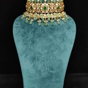 22K Gold Plated 925 Sterling Silver Green Beads Moissanite Choker Set – by 925silvercharm