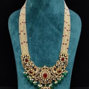 22K Gold Plated 925 Sterling Silver Moti Beaded Moissanite Necklace by 925silvercharm