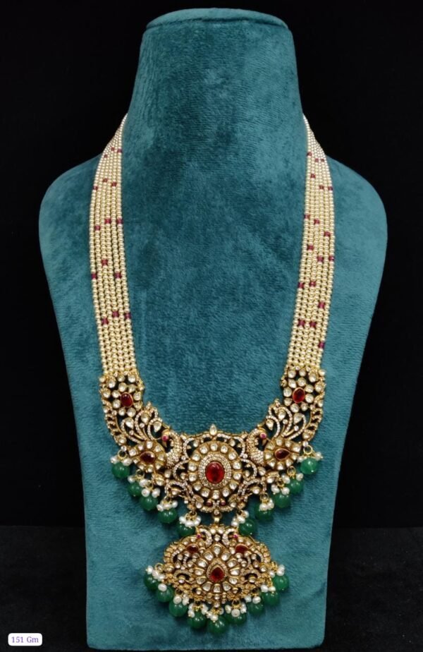 22K Gold Plated 925 Sterling Silver Moti Beaded Moissanite Necklace by 925silvercharm