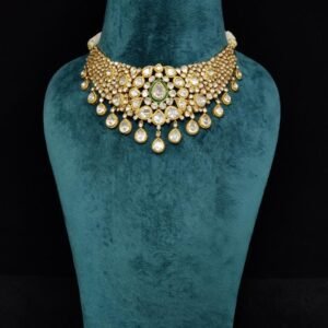 22k Gold Plated 925 Sterling Silver Meena Work Moissanite Bridal Necklace by 925silvercharm