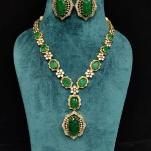 22k Gold Plated 925 Sterling Silver Floral Moissanite Necklace Set by 925silvercharm