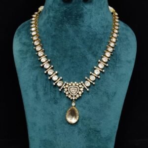 22k Gold Plated 925 Sterling Silver Moissanite Long Chain Necklace Set by 925silvercharm