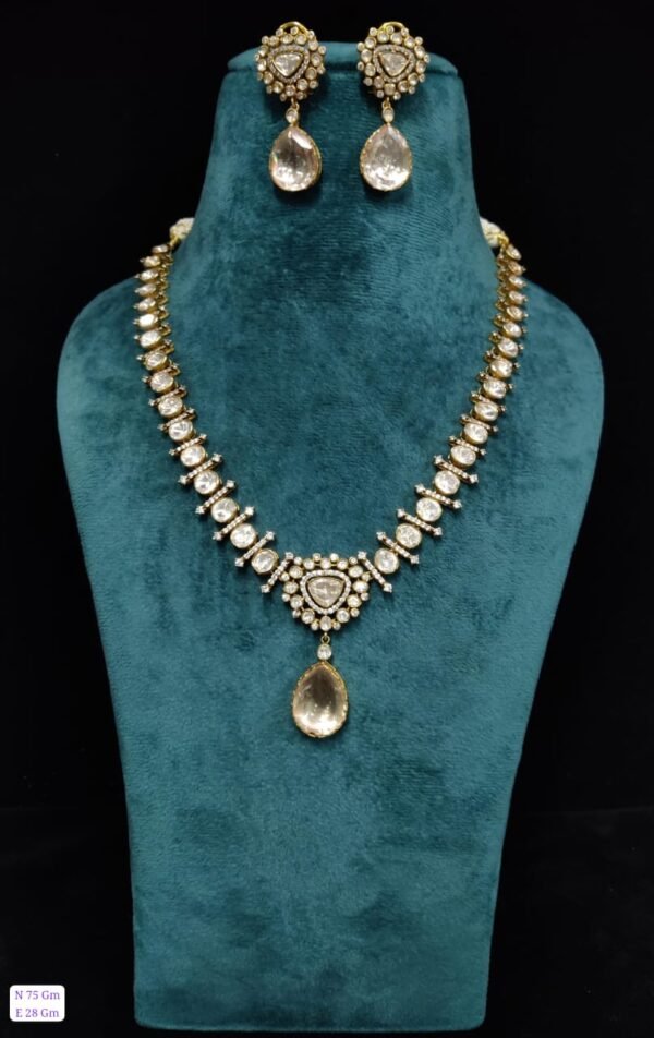 22k Gold Plated 925 Sterling Silver Moissanite Long Chain Necklace Set by 925silvercharm