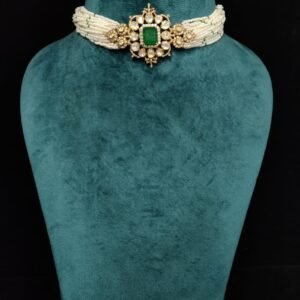 22k Gold Plated 925 Sterling Silver Pearl Beaded Moissanite Choker Necklace by 925silvercharm