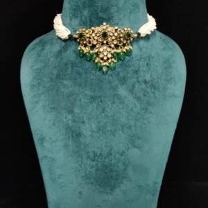22k Gold Plated 925 Sterling Silver Pearl Beaded Moissanite Choker by 925silvercharm