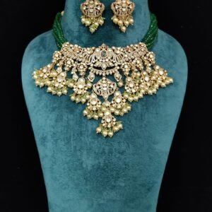 22k Gold Plated 925 Sterling Silver Pearl Drops Moissanite Necklace Set by 925silvercharm