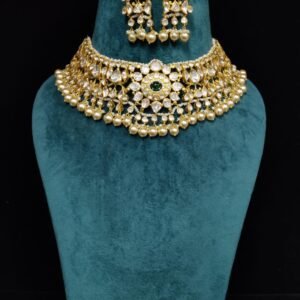 22k Gold Plated 925 Sterling Silver Peal Beaded Moissanite Choker by 925silvercharm