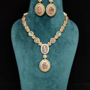 22k Gold Plated 925 Sterling Silver Floral Moissanite Necklace Set by 925silvercharm