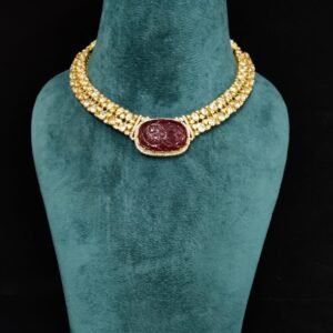 22k Gold Plated 925 Sterling Silver Carving Floral Moissanite Necklace Set by 925silvercharm