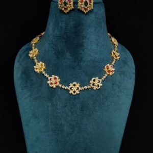 22k Gold Plated 925 Sterling Silver Multi Color Moissanite Necklace Set by 925silvercharm