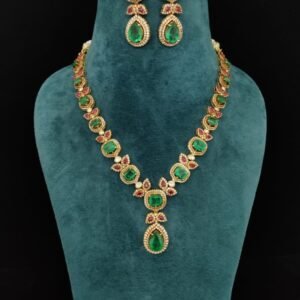 22k Gold Plated 925 Sterling Silver Leaf Designer Moissanite Necklace by 925silvercharm