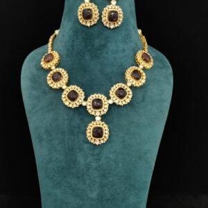 22k Gold Plated 925 Sterling Silver Carving Floral Moissanite Long Necklace Set by 925silvercharm