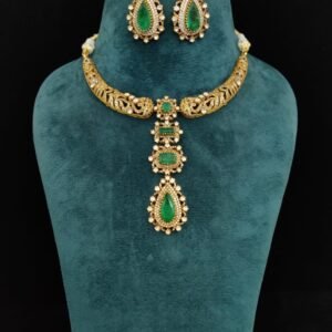 22k Gold Plated 925 Sterling Silver Moissanite Hasli Necklace Set by 925silvercharm