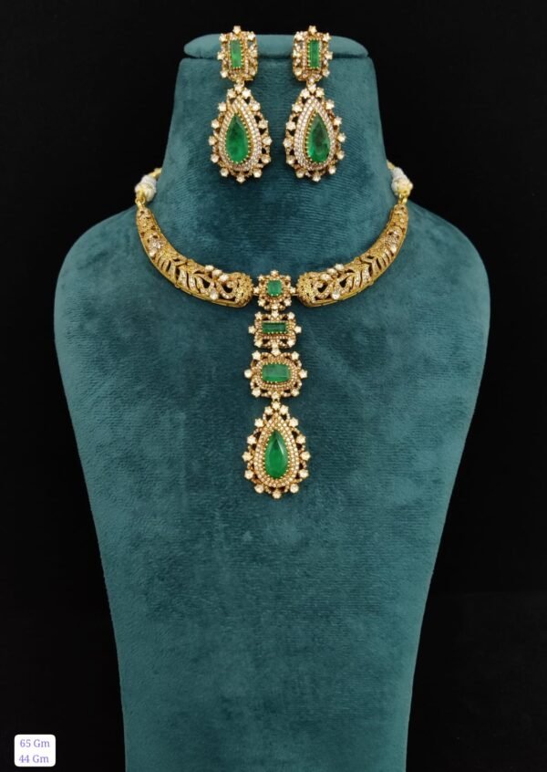 22k Gold Plated 925 Sterling Silver Moissanite Hasli Necklace Set by 925silvercharm