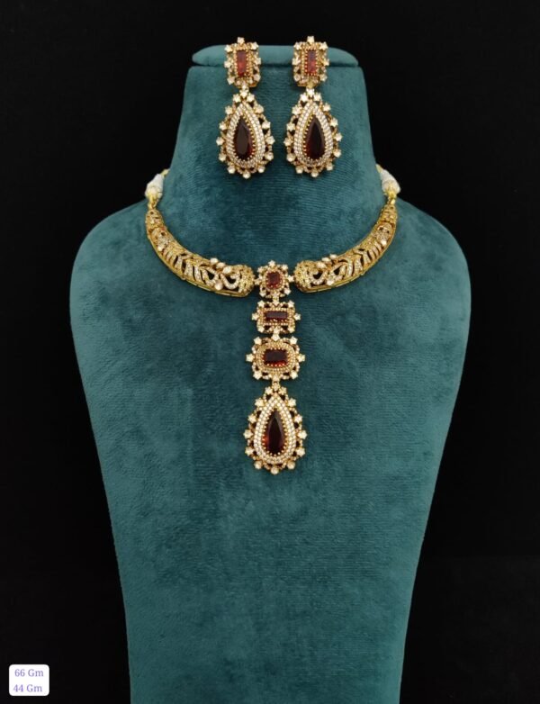 22k Gold Plated 925 Sterling Silver Moissanite Hasli Necklace Set by 925silvercharm