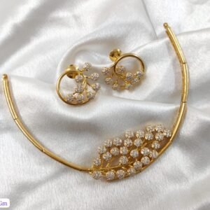 22k Gold Plated 925 Sterling Silver Bridal Moissanite Necklace Set by 925silvercharm