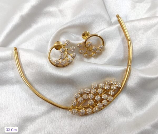 22k Gold Plated 925 Sterling Silver Bridal Moissanite Necklace Set by 925silvercharm