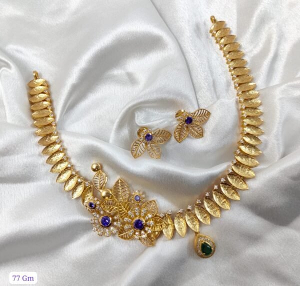 22k Gold Plated 925 Sterling Silver Bridal Moissanite Necklace Set by 925silvercharm