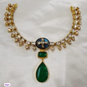 22K Gold Plated 925 Sterling Silver Labradorite Moissanite Necklace By 925silvercharm