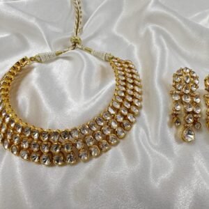 22K Gold Plated 925 Sterling Silver Moissanite Bridal Necklace Set by 925silvercharm