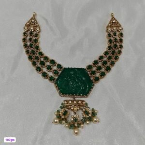 22K Gold Plated 925 Sterling Silver Green Stone Moissanite Necklace by 925silvercharm