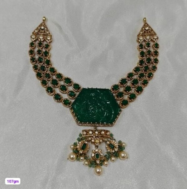 22K Gold Plated 925 Sterling Silver Green Stone Moissanite Necklace by 925silvercharm