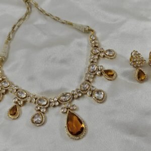 22K Gold Plated 925 Sterling Silver Designer Moissanite Necklace Set by 925ilvercharm