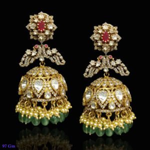 Glamorous 22K Gold Plated 925 Sterling Silver Moissanite Jhumkas by 925silvercharm