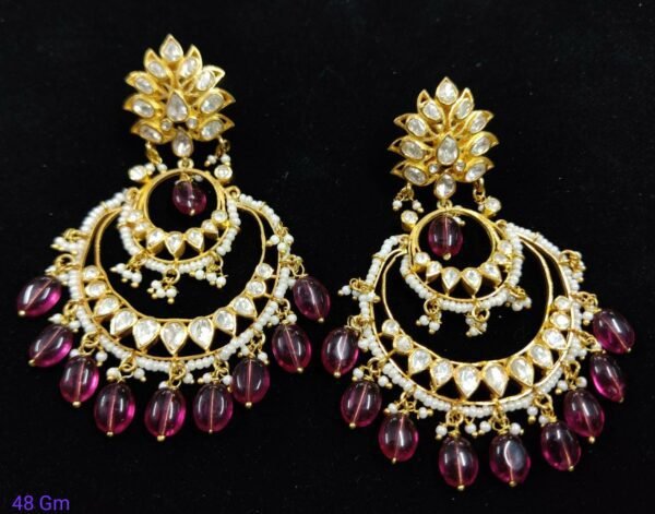 Red Beads Moissanite Earrings by 925silvercharm