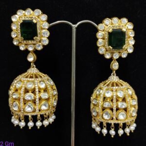 22K Gold Plated 925 Sterling Silver Pearl Drops Moissanite Jhumkas by 925silvercharm