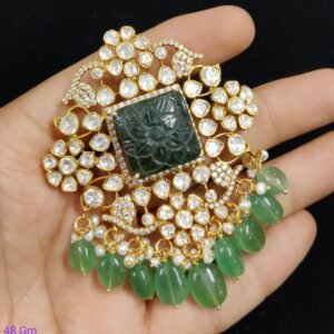 Green Beaded Moissanite Pendant by 925silvercharm