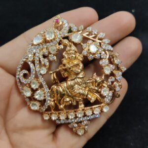 Embrace divine elegance with the 22k Gold Plated 925 Sterling Silver Krishna Moissanite Pendant by 925silvercharm. Perfect for daily wear or gifting.