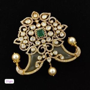 22K Gold Plated Pearl & Moissanite Pendant – 925silvercharm