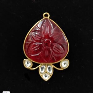 22k Gold Plated 925 Sterling Silver Carving Flower Moissanite Pendant by 925silvercharm