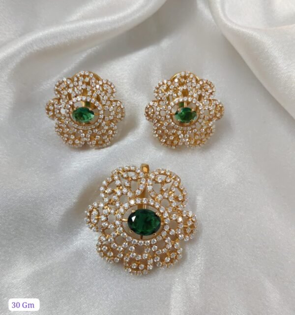Floral Moissanite Pendant Set by 925silvercharm
